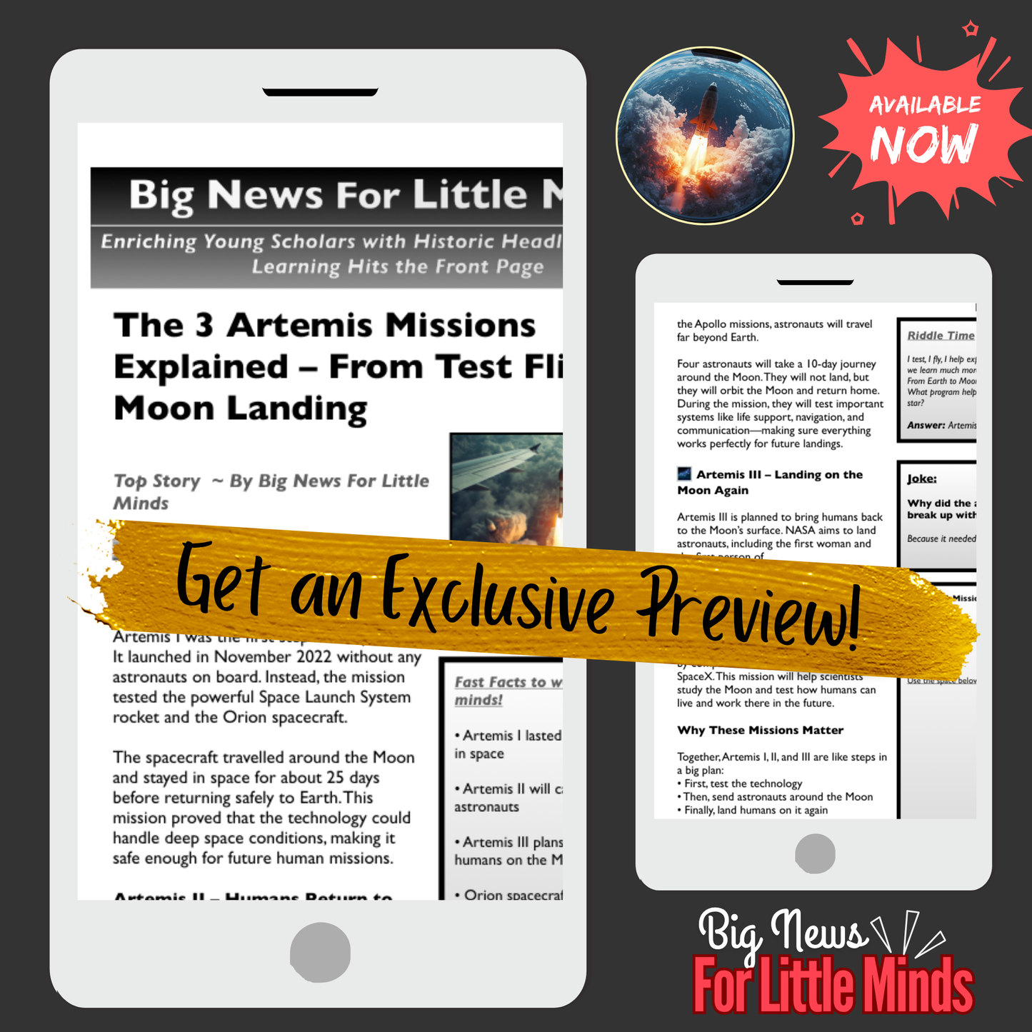 Artemis I, II & III: A New Era of Moon Exploration by Nasa! Kids Article Package & Freebies
