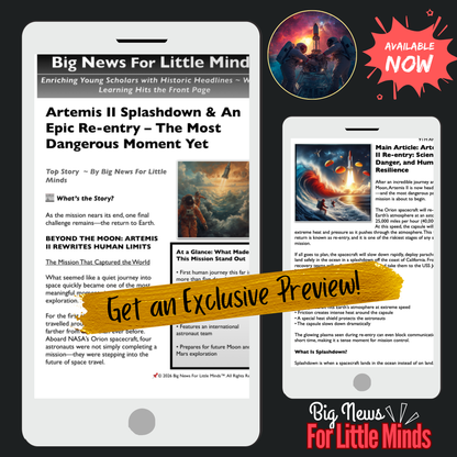 Artemis II Re-entry & Splashdown: Blazing Back to Earth: Kids Article Pack & Freebies!