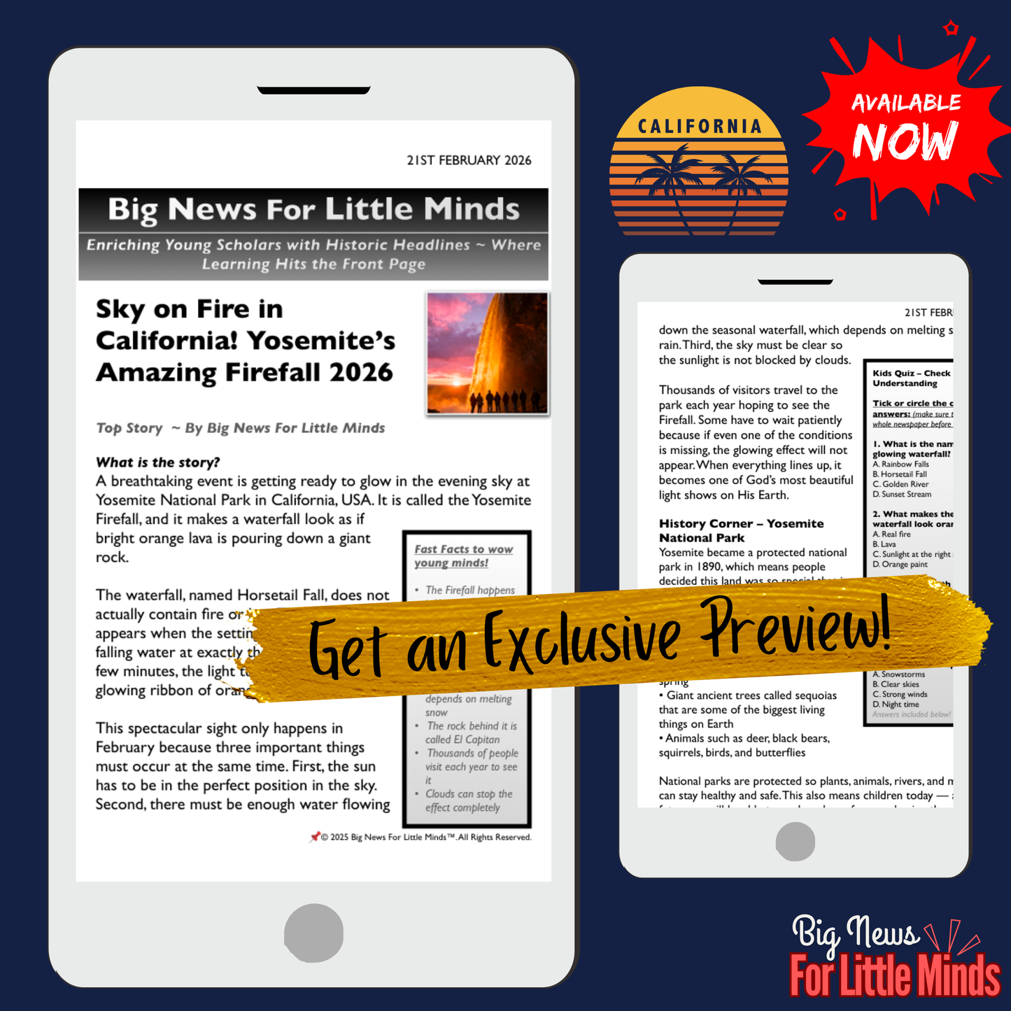 Yosemite’s Amazing Firefall: Sky on Fire in California's National Park! Article Pack