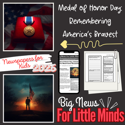 Medal of Honor Day: "America’s Bravest Heroes" Article Pack for Kids on 25 March!
