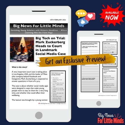 Mark Zuckerberg Heads to Court as Big Tech on Trial: Kids Article Pack!