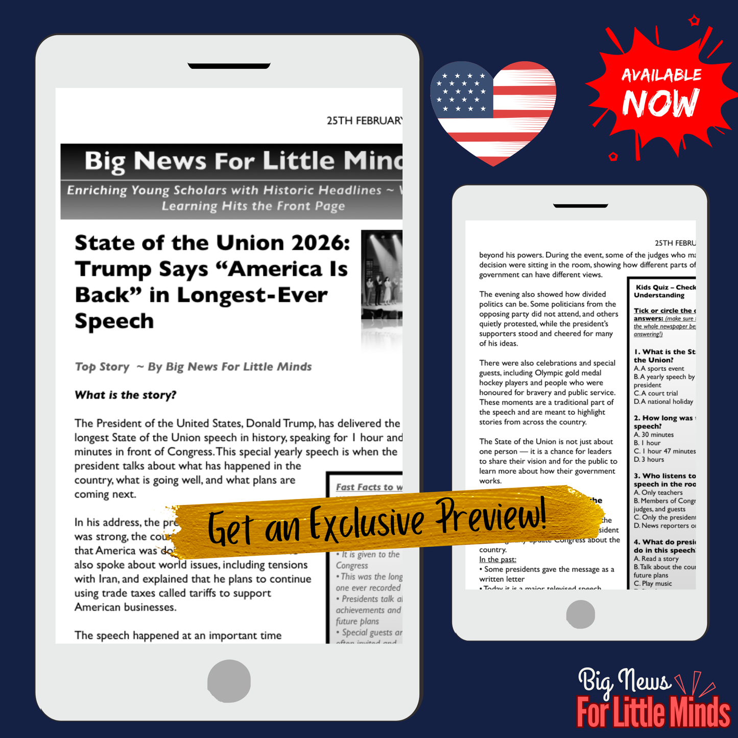 Donald Trump's Longest-Ever State of the Union Speech: Kids News Pack & More 2026