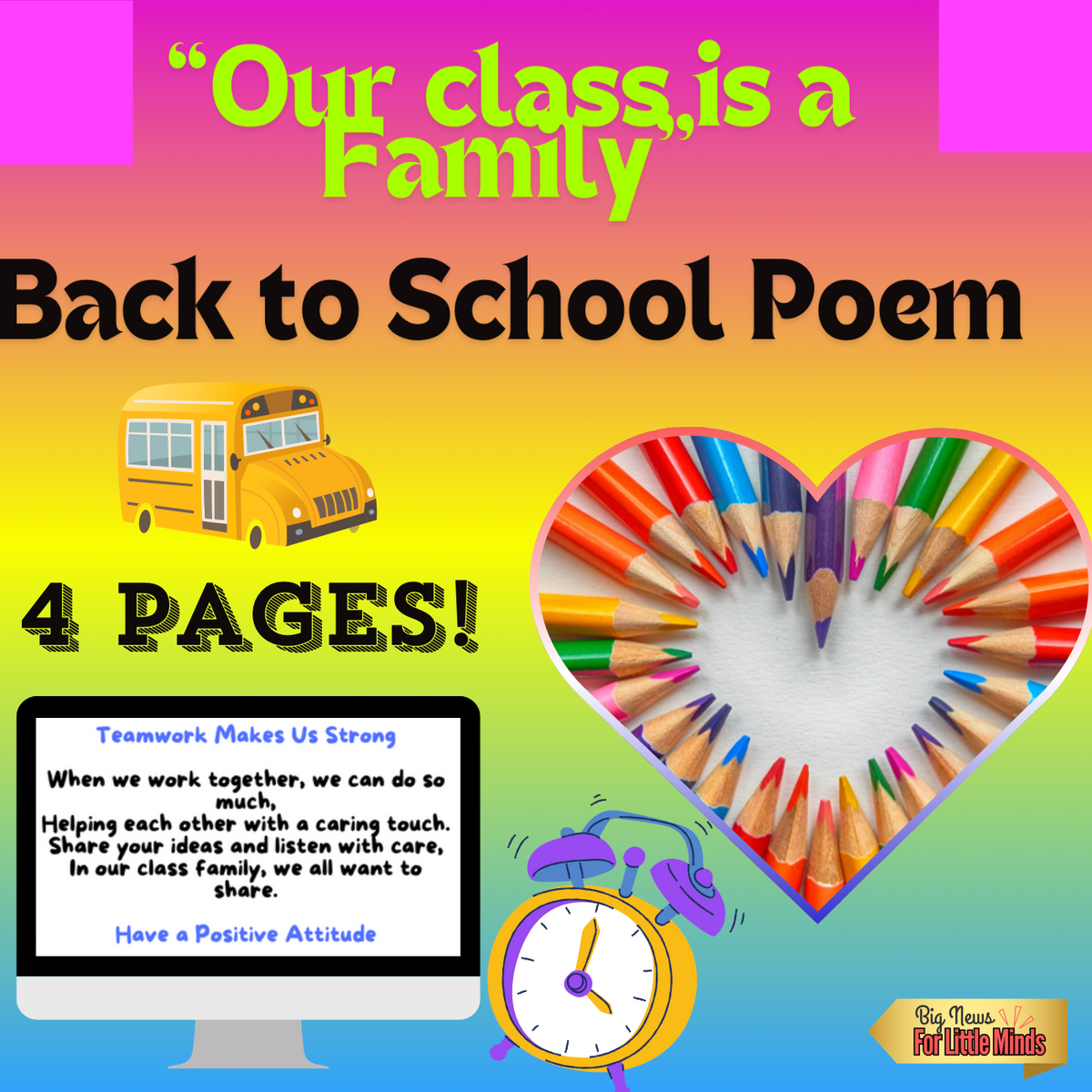 Back to School Rules Poem: Our Class Family Classroom Expectations with Freebies!