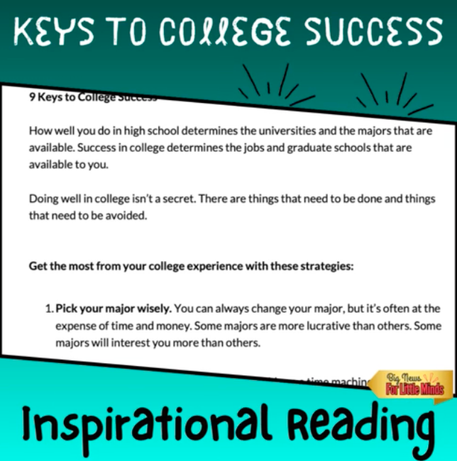 9 Best Keys to College Success ~ Back to School & End-Of-Year Motivational Reading