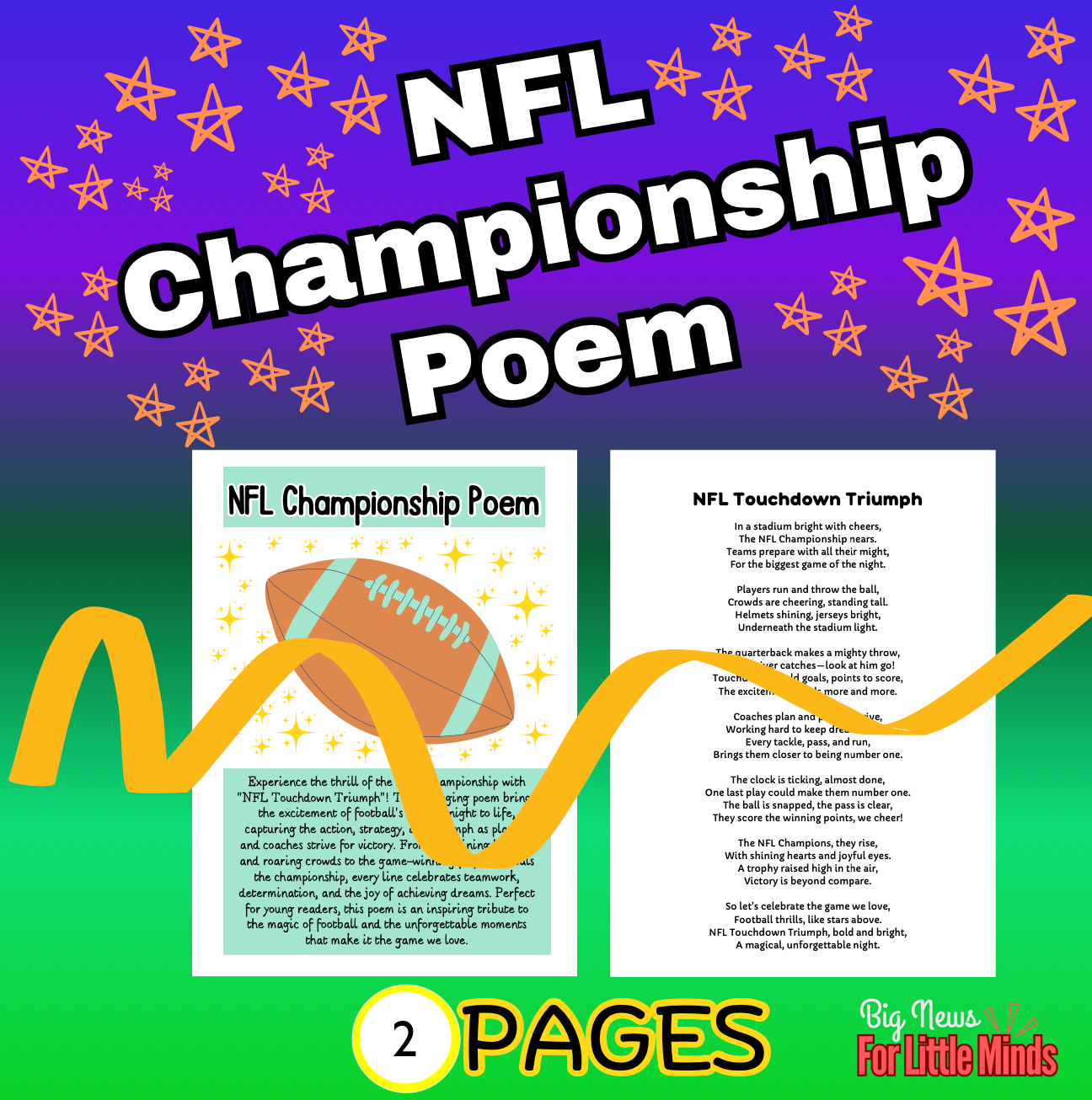 NFL Poem: "Touchdown Triumph" Football's Biggest Night with FREEBIE!