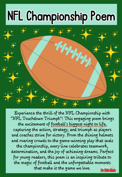 NFL Poem: "Touchdown Triumph" Football's Biggest Night with FREEBIE!