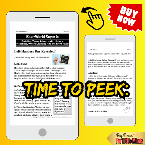 Left-Handers Day – Kids Mini Article & Activity Pack (August Learning)!