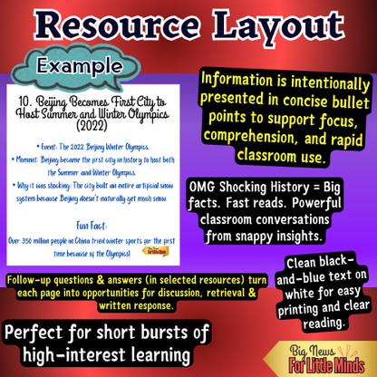 Unforgettable Winter Olympic Moments: Amazing Facts with Worksheet & Answers!