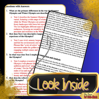 Compare & Contrast Two Texts: Summer Olympics vs. Winter Olympics with Worksheet