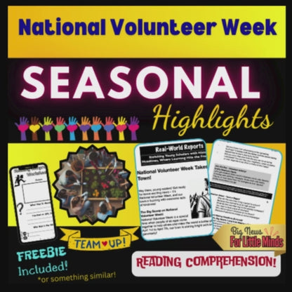 April's National Volunteer Week: Kids Article, Activity & FREE Worksheet