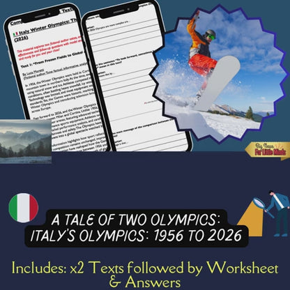 Italy Winter Olympics: Then vs Now (1956 vs. 2026) —Compare & Contrast Texts & Worksheets