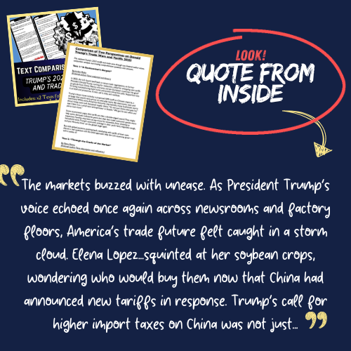 Trump’s Tariff Wars: Compare & Contrast Two Texts – Fact vs. Emotion | Reading, Analysis & Worksheet