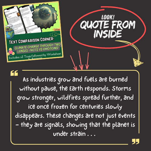 Earth Day Reflection: Compare & Contrast Climate Change: Facts vs Feelings (Package)