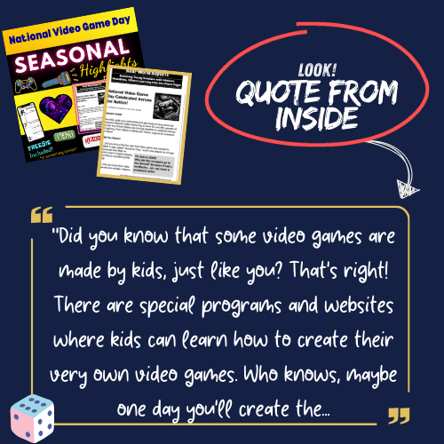 National Video Game Day: Kids Article, Activity & Free Worksheets in Mini Article Pack!