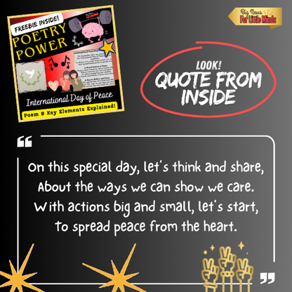 International Day of Peace Poem with FREEBIE Poetry Points & Extras X2 Pages!